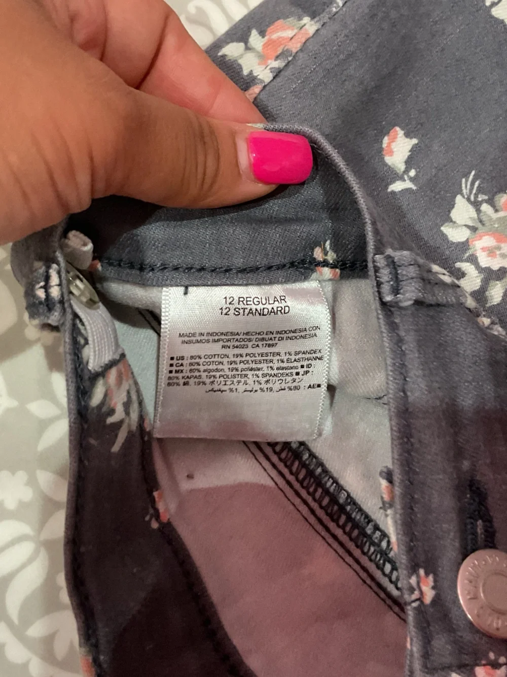 Old Navy Girls Gray Skinny Rockstar Jeggings Floral Print Size 12 Regular